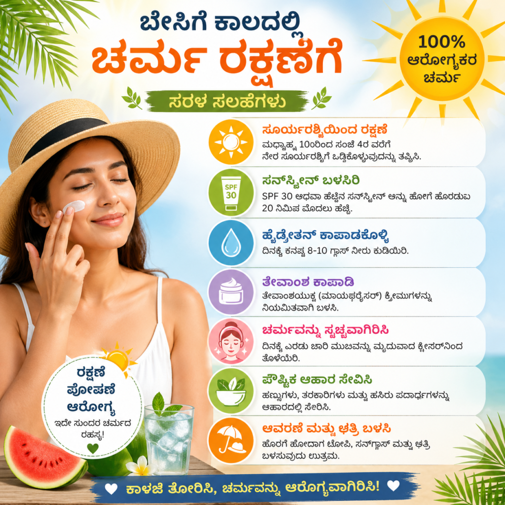 “ಬೇಸಿಗೆ ಕಾಲದಲ್ಲಿ ಚರ್ಮವನ್ನು ಹೇಗೆ ರಕ್ಷಿಸಬೇಕು”