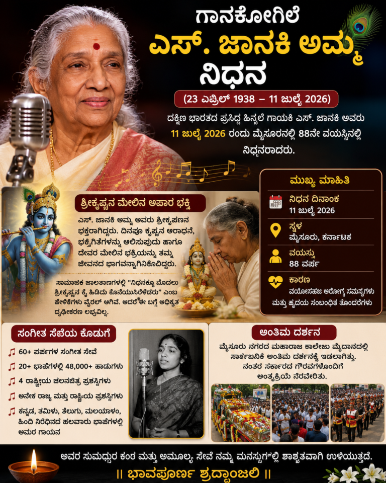 ಶ್ರೀಕೃಷ್ಣ ಭಕ್ತೆಯಾಗಿದ್ದ ಗಾನಕೋಗಿಲೆ ಎಸ್. ಜಾನಕಿ ಅಮ್ಮ